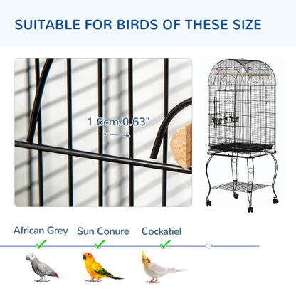 1.53m Bird Cage / Feeding Stand with Perches, Dropping Tray, Feeding Bowl and Underneath Storage