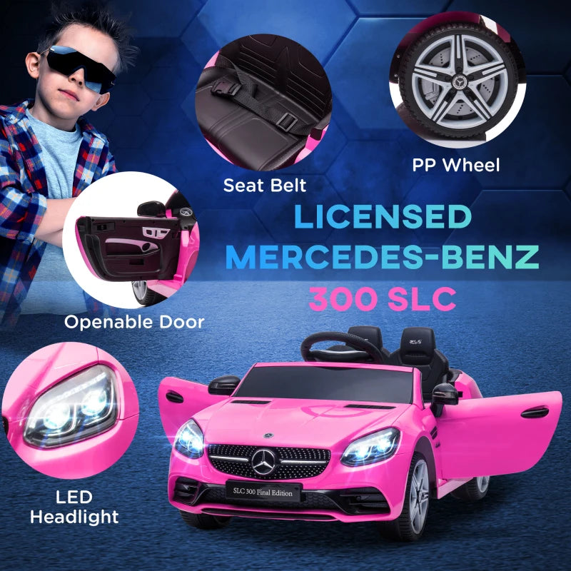 12V Kids Electric Ride On Car with Parental Remote, Two Motors, Music, Lights and Suspension - Pink