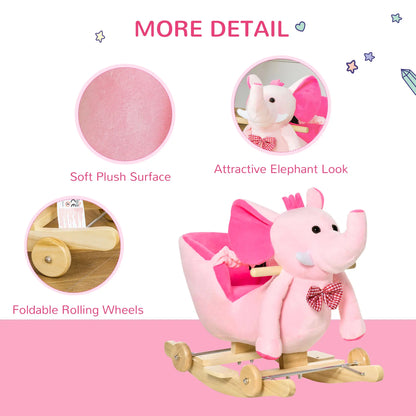 2in1 Pink Elephant Style Ride on Rocking Horse or Stroller - Pink