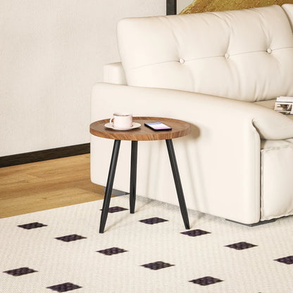 Rustic Style Round Side Table / Compact Coffee Table with Steel frame