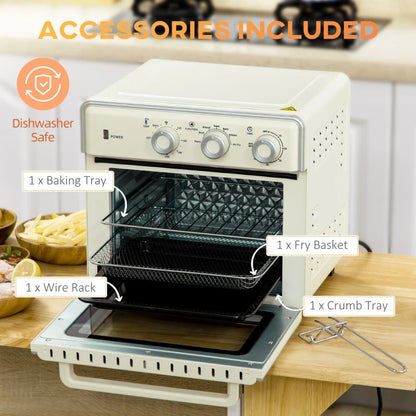 Retro Style Tabletop 7-in-1 Toaster Oven with Warm, Broil, Toast, Bake, Air Fryer Setting, Timer and Adjustable Thermostat