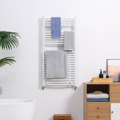 Heated Hydronic Bathroom Curved Ladder Towel Rail Radiator - White