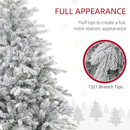 6ft - Snowy Christmas Tree with LED Lights and Metal Base Included