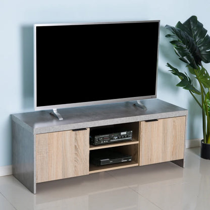 Nordic Style - TV Cabinet / Media Center Unit with Open Shelves and 2 Cupboard Storage