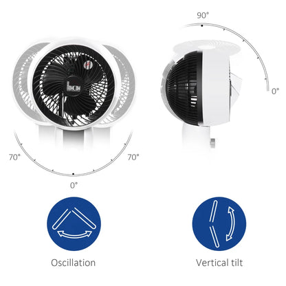 9" - 70° Oscillation / 90° Vertical Tilt - Air Circulator Fan with 3 Speed Modes and Pedestal