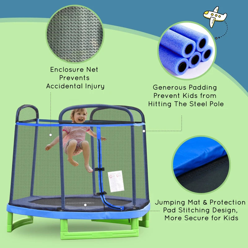 215cm - Kids Trampoline with Security Enclosure Netting