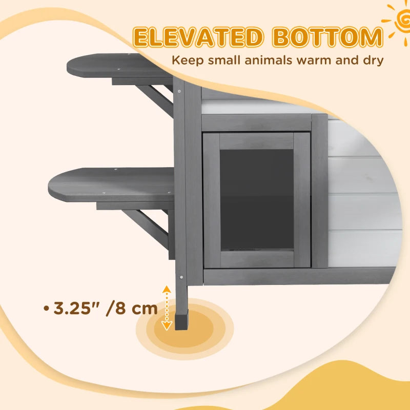 2-Story Cat Mansion with Openable Roof, Jumping Platforms and Front Door - White