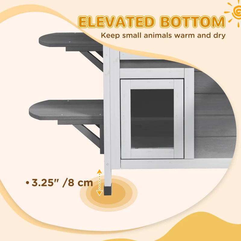 2-Story Cat Mansion with Openable Roof, Jumping Platforms and Front Door - Grey