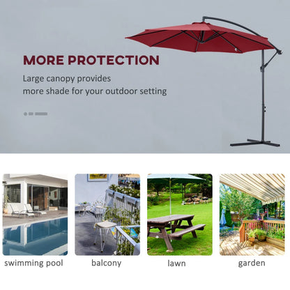 Cantilever Hanging Banana Parasol Umbrella - Wine Red