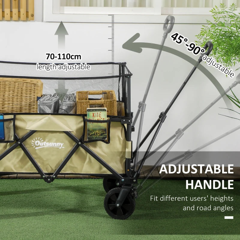 180 Litre - Folding Garden Trolley with Extendable Mesh Side Wall Surrounding - Khaki