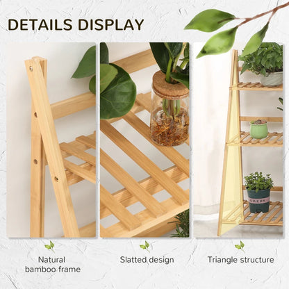 Wide 3-Tier - Bamboo Wood Plant Pot Stand / Flower Rack Shelving