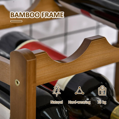 4-Tier - 16 Bottle Bamboo Tabletop Wine Rack / Display Shelf Organiser