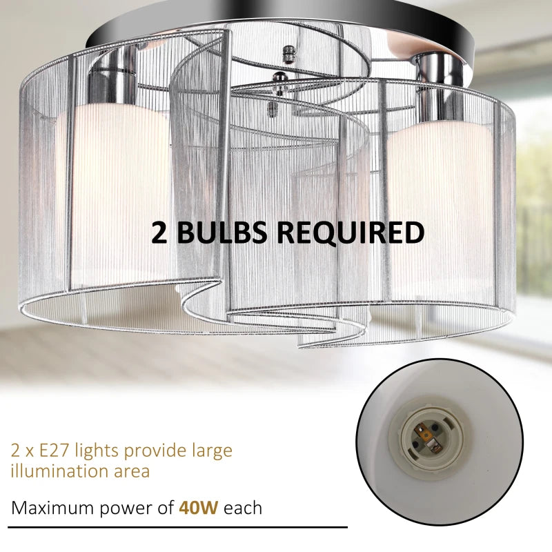 Modern Chandelier Style Ceiling Light with Flush Mount Metal Finish - White Chrome