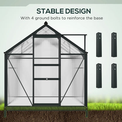 Large Walk-In Clear Polycarbonate Greenhouse with Slide Door and Window