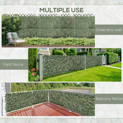 4 Piece Expanding Trellis Fence Decorative Privacy Screen with Artificial Leaves Garden Telescopic Hedge Greenery Walls - (2 x 1m)