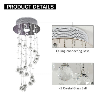 Chandelier Style - Crystal Spiral Pendant Droplet Ceiling Light - 20 Piece