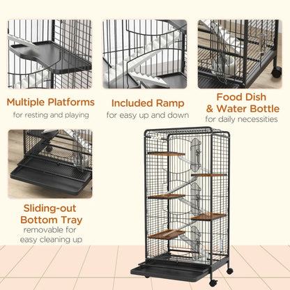 131cm - 6-Level - Small Animal Cage - (Hamster / Gerbil etc) with Food Dish and Water Bottle Included