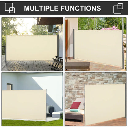 Retractable Side Sun Awning / Outdoor Privacy Screen - (3 x 1.6m) - Beige