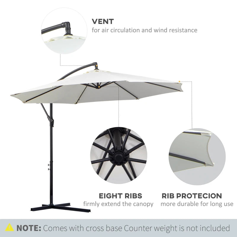 Cantilever Hanging Banana Parasol Umbrella - White