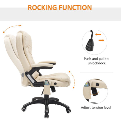 Executive Tilt & Recline Office Chair with Massage & Heat function - Cream