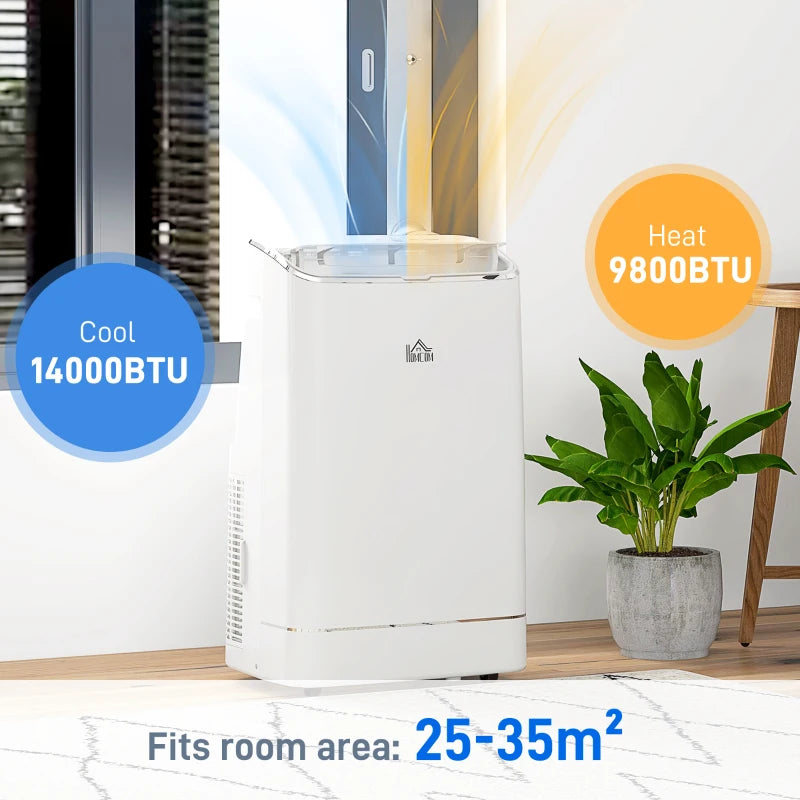 5-in-1 - Dual Hot and Cold - Portable 14,000 BTU - Smart Air Conditioner with Remote Control and Dehumidifier