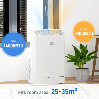 5-in-1 - Dual Hot and Cold - Portable 14,000 BTU - Smart Air Conditioner with Remote Control and Dehumidifier