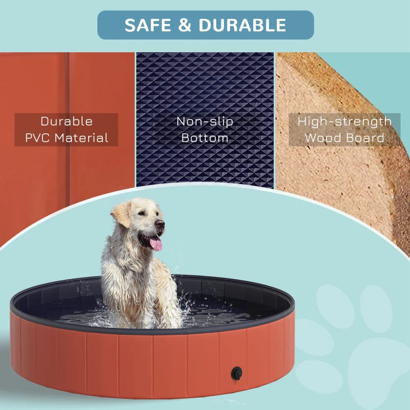 Dog / Pet Foldable Paddling Pool - Multi-Use - Bath/Grooming Tub, Sandbox, Ball Pit, Paddling Pool - Red