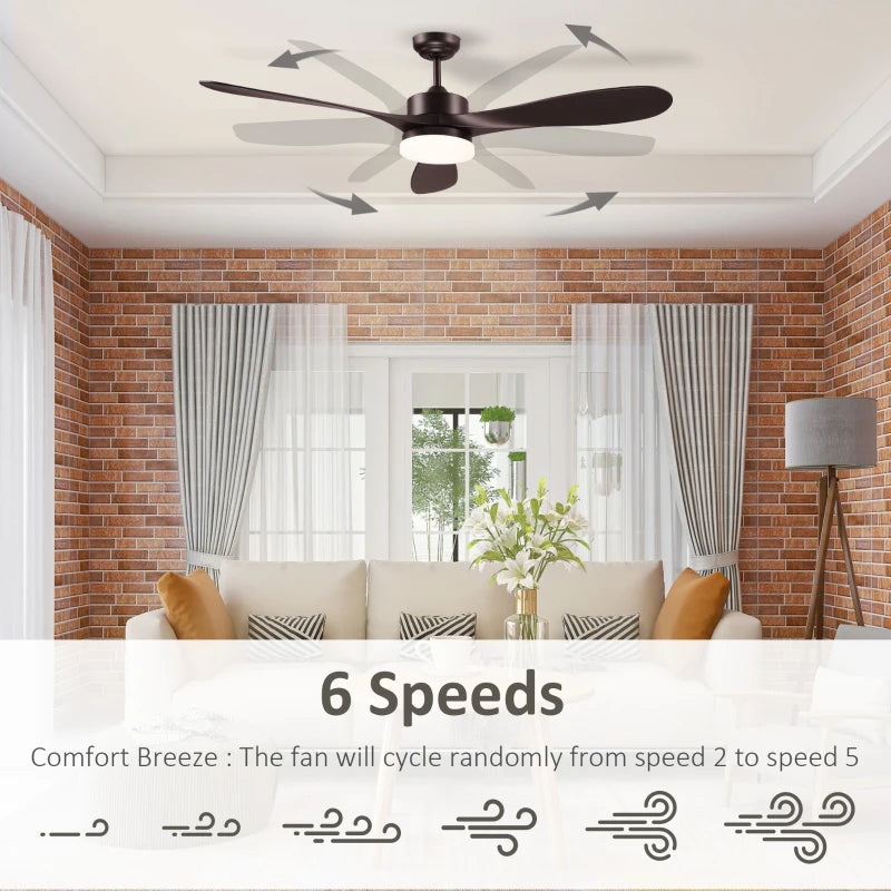 Dark Brown - Ceiling Fan Light with 3 Blades and Remote Control (Reversible Rotation for Warm or Cold)