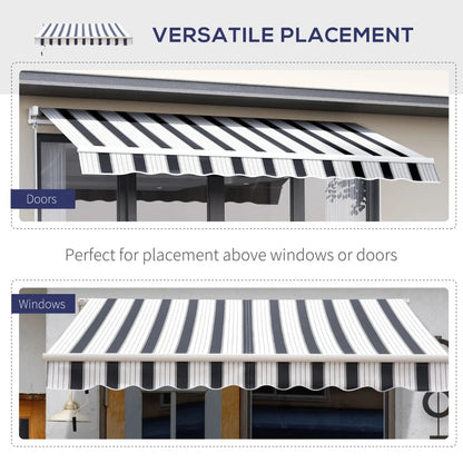 (2.5-2m) Adjustable Winding Retractable Canopy Awning - Navy / White Stripe