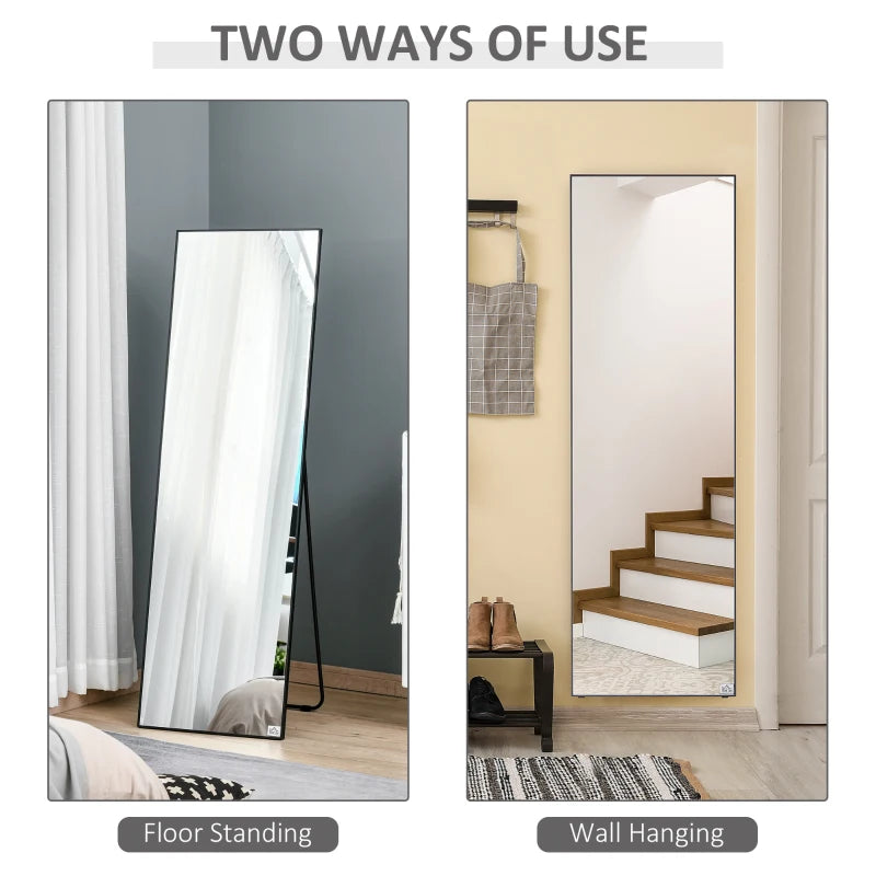 Ultra Slim Bezel Full Length Body Mirror - Freestanding or Wall Mounted