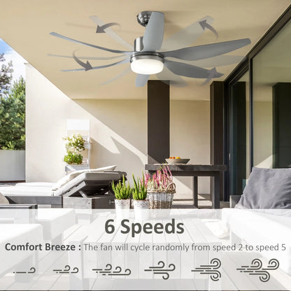 Ceiling Fan Light with 6 Blades and Remote Control (Reversible Rotation for Warm or Cold)