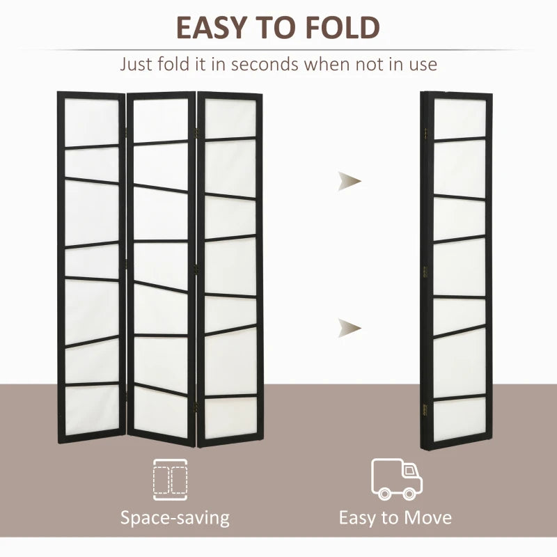 3-Panel Room Divider / Wooden Folding Screen Separator