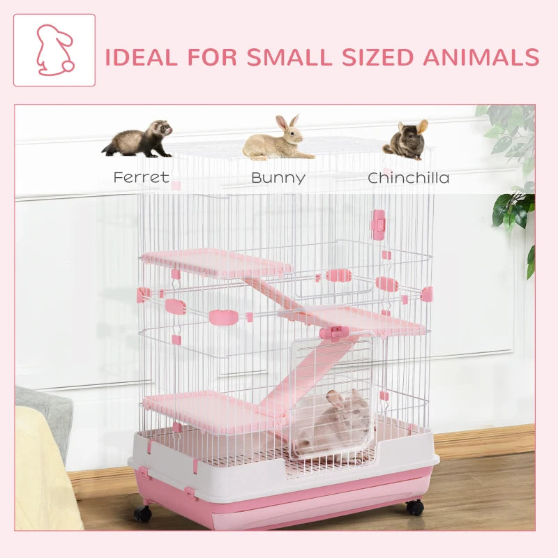 Portable - 4-Tier - Small Animal Cage (Hamsters / Gerbils etc) - Pink