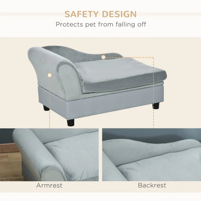 Soft Cushioned Dog Sofa with Underneath Storage Ottoman - Small Dogs