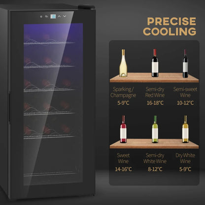 18 Bottle - Undercounter Wine Cooler / Fridge with Digital Touch Screen Temperature Control & LED Light