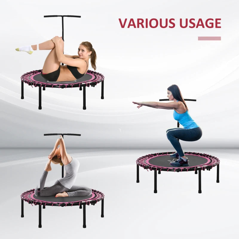 45" Round Mini Exercise Trampoline Rebounder with Adjustable Handlebar