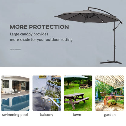 Cantilever Hanging Banana Parasol Umbrella - Steel Grey