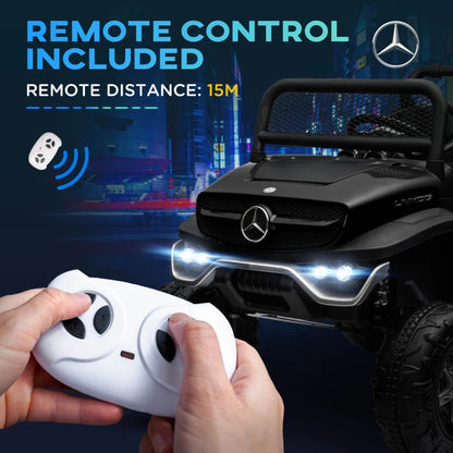 12V - Buggy / Unimog, Kids Electric Ride on Car, with Remote Control, Horn, Lights and MP3 - Black