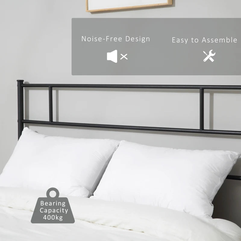 Modern Slimline Metal Bed Frame with Headboard & Footboard - (King Size)