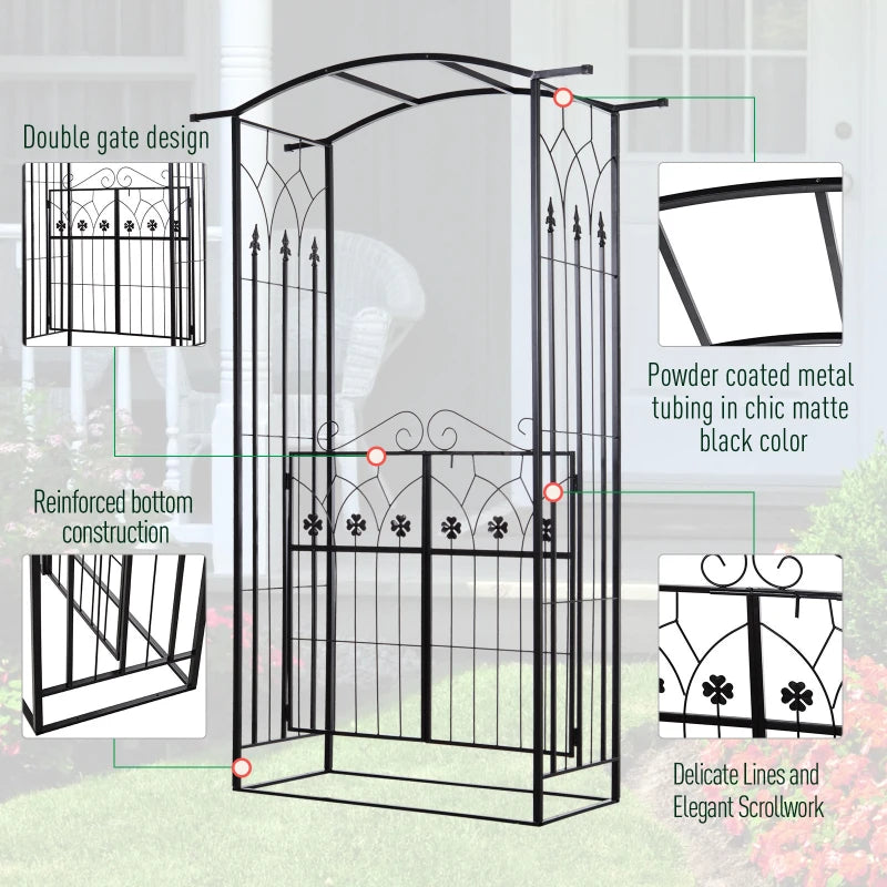 Garden Entrance Arch Trellis with Door Gate - 6.6ft