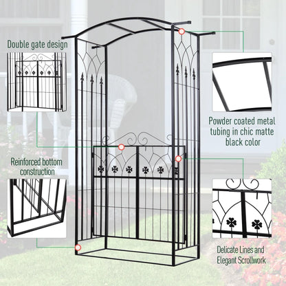 Garden Entrance Arch Trellis with Door Gate - 6.6ft