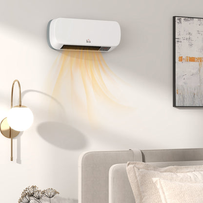 2000W Wall Mounted Ceramic Space Heater, 10-49°C Temperature, White