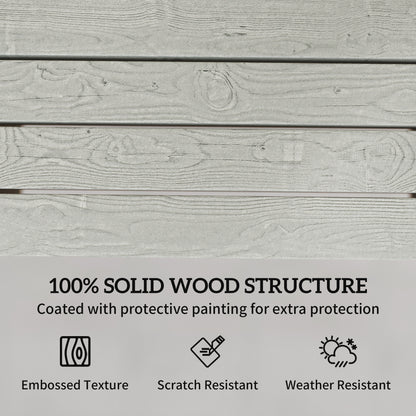 Outdoor Garden Loveseat, Embossed Wooden Jack and Jill Garden Seat with Integrated Table, Grey