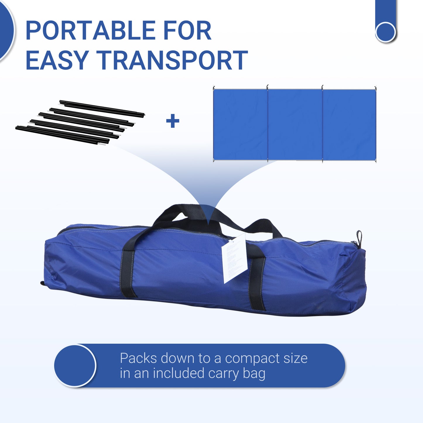 Camping Windbreak, Foldable Portable Wind Blocker w/ Carry Bag and Steel Poles, Beach Sun Screen Shelter Privacy Wall
