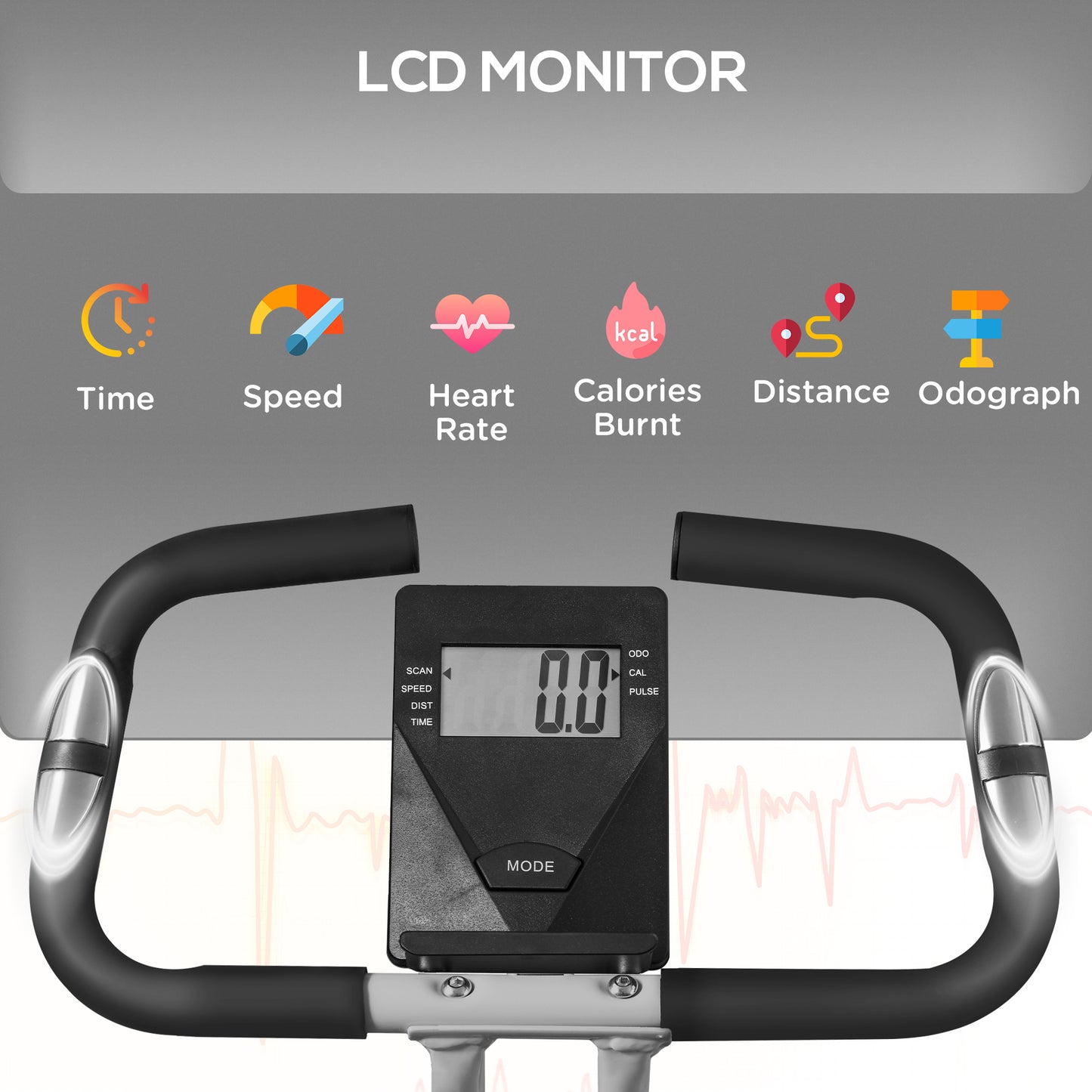 Folding and Quiet Exercise Bike with 8-Level Magnetic Resistance and Heart Rate Sensor, for Home Gym, Black and Grey