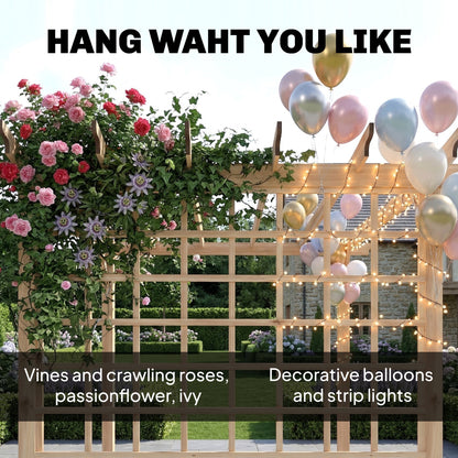 3 x 3 m Wooden Pergola Kit, Garden Pergola Gazebo Arch with Trellis for Climbing Vines, Flowers, Nature Wood Finish