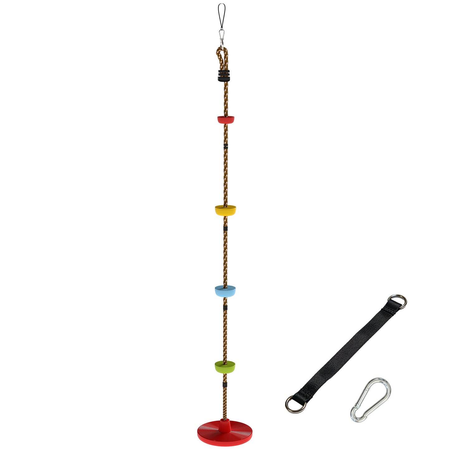 Climbing Rope, Kids Tree Swing Kit with Platforms and Disc Swings Seat, Obstacle Course Kids for Garden, Red