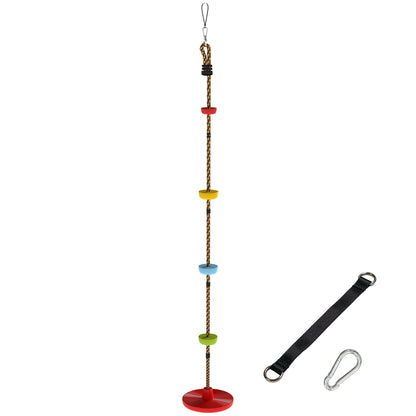 Climbing Rope, Kids Tree Swing Kit with Platforms and Disc Swings Seat, Obstacle Course Kids for Garden, Red