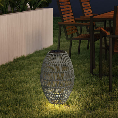 Rattan Solar Lamp, Garden Solar Lantern with Auto On/Off Light, IP44 Waterproof, Decorative Outdoor Rattan Lamp for Porch