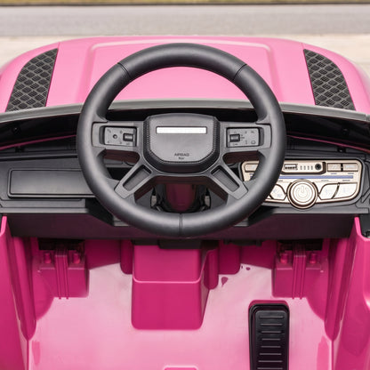 Land Rover Licensed 12V Kids Ride on Car with Remote, Suspension, Slow Start, 3 Speeds, Lights, Music, Horn, Pink